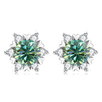 Sterling Silver S925 Moissanite Snowflake Stud Earrings 6-Claw Valentine's BandsCo Straps