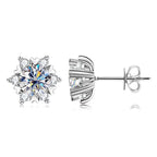 Sterling Silver S925 Moissanite Snowflake Stud Earrings 6-Claw Valentine's BandsCo Straps