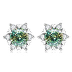Sterling Silver S925 Moissanite Snowflake Stud Earrings 6-Claw Valentine's BandsCo Straps