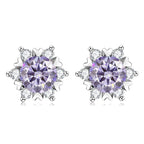 Sterling Silver S925 Moissanite Snowflake Stud Earrings 6-Claw Valentine's BandsCo Straps