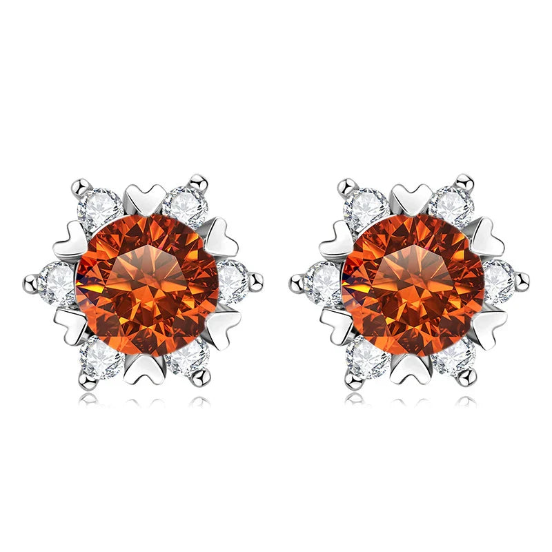 Sterling Silver S925 Moissanite Snowflake Stud Earrings 6-Claw Valentine's BandsCo Straps