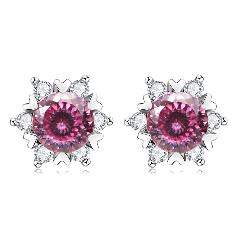 Sterling Silver S925 Moissanite Snowflake Stud Earrings 6-Claw Valentine's BandsCo Straps