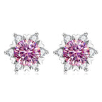 Sterling Silver S925 Moissanite Snowflake Stud Earrings 6-Claw Valentine's BandsCo Straps