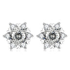 Sterling Silver S925 Moissanite Snowflake Stud Earrings 6-Claw Valentine's BandsCo Straps