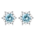Sterling Silver S925 Moissanite Snowflake Stud Earrings 6-Claw Valentine's BandsCo Straps