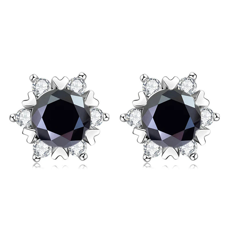 Sterling Silver S925 Moissanite Snowflake Stud Earrings 6-Claw Valentine's BandsCo Straps
