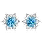 Sterling Silver S925 Moissanite Snowflake Stud Earrings 6-Claw Valentine's BandsCo Straps