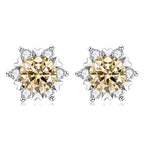 Sterling Silver S925 Moissanite Snowflake Stud Earrings 6-Claw Valentine's BandsCo Straps