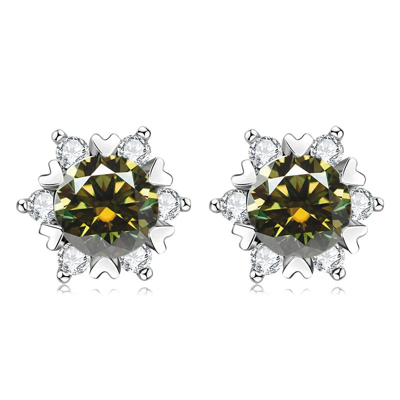 Sterling Silver S925 Moissanite Snowflake Stud Earrings 6-Claw Valentine's BandsCo Straps