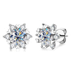 Sterling Silver S925 Moissanite Snowflake Stud Earrings 6-Claw Valentine's BandsCo Straps