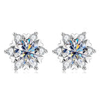 Sterling Silver S925 Moissanite Snowflake Stud Earrings 6-Claw Valentine's BandsCo Straps
