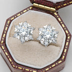 Sterling Silver S925 Moissanite Snowflake Stud Earrings 6-Claw Valentine's BandsCo Straps