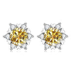 Sterling Silver S925 Moissanite Snowflake Stud Earrings 6-Claw Valentine's BandsCo Straps