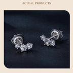 Sterling Silver S925 Moissanite Star Stud Earrings Screw Back Engagement Gift BandsCo Straps