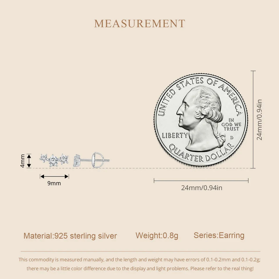 Sterling Silver S925 Moissanite Star Stud Earrings Screw Back Engagement Gift BandsCo Straps