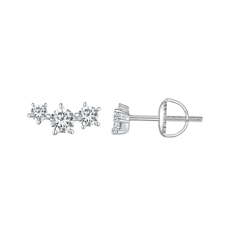 Sterling Silver S925 Moissanite Star Stud Earrings Screw Back Engagement Gift BandsCo Straps