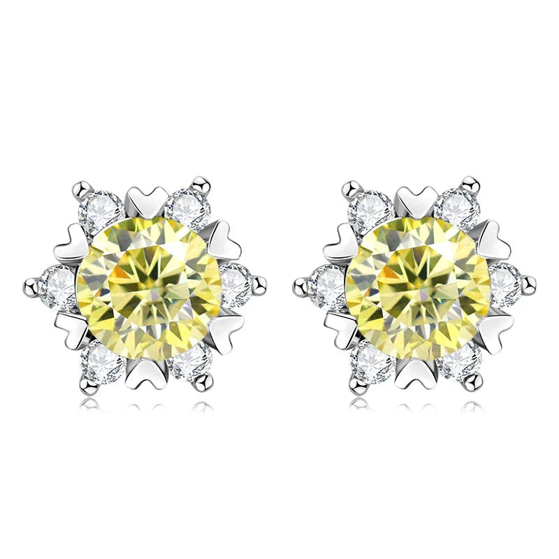 Sterling Silver S925 Moissanite Snowflake Stud Earrings 6-Claw Valentine's BandsCo Straps
