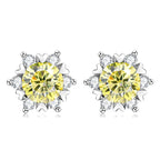 Sterling Silver S925 Moissanite Snowflake Stud Earrings 6-Claw Valentine's BandsCo Straps