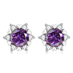 Sterling Silver S925 Moissanite Snowflake Stud Earrings 6-Claw Valentine's BandsCo Straps