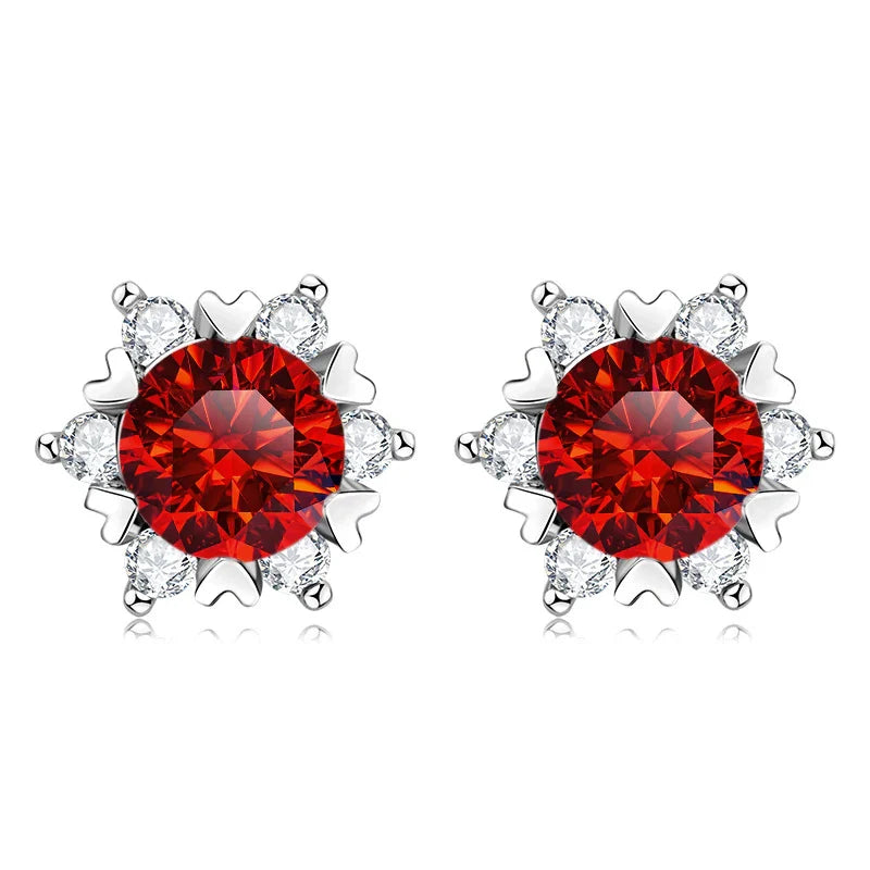 Sterling Silver S925 Moissanite Snowflake Stud Earrings 6-Claw Valentine's BandsCo Straps