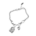 Sterling Silver Simple Heart Ball Letter Square Bracelet Fashion Unique Design Retro Couple Heart Cute Couple Charms Chain Bracelet Adjustable Layered Metal Link Bracelet For Women Girls