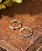 Sterling Silver Single Row Huggie Earrings Small Hoop