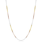 Sterling Silver Tri Color Box Chain Adjustable 16-24 Inch