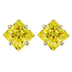 Sterling Silver 925 Green Princess Cut Moissanite Stud Earrings For Women BandsCo Straps