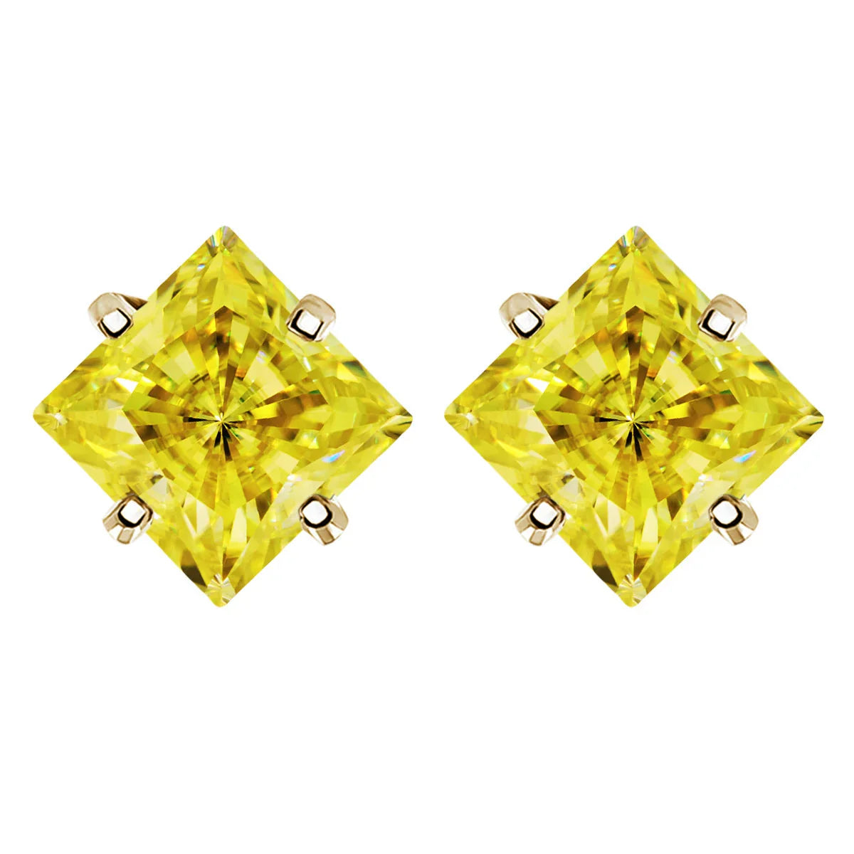 Sterling Silver 925 Green Princess Cut Moissanite Stud Earrings For Women BandsCo Straps
