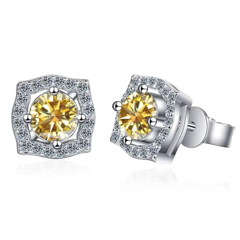 Sterling Silver Moissanite 1ct Stud Earrings Sterling 925 Lab-Created Diamond BandsCo Straps