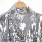 Sterlling Women's Tassel Sequin Jacket Autumn Winter Streewear Rock Stylish Long-sleeved Silver Reflective Jacket Women Outwear Tops Stevvex