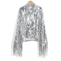 Sterlling Women's Tassel Sequin Jacket Autumn Winter Streewear Rock Stylish Long-sleeved Silver Reflective Jacket Women Outwear Tops Stevvex