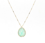 Stone Pendant Necklace Gold Teardrop Turquoise Marble