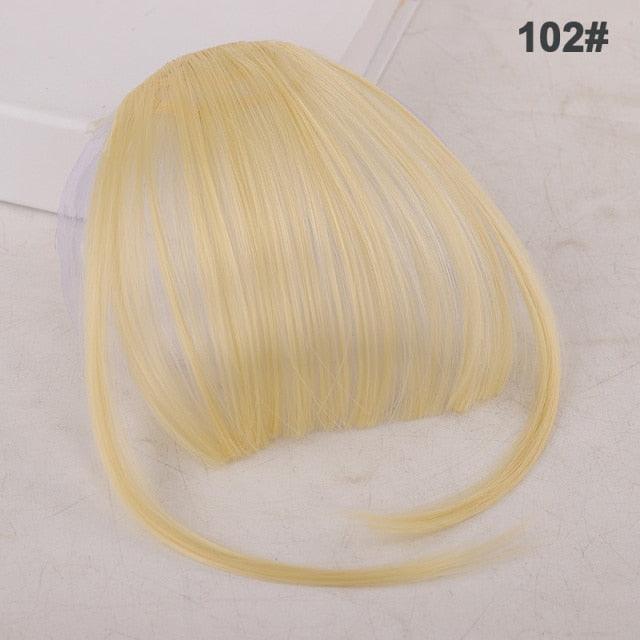 Straight Light Brown Dark Brown Blunt Air Bangs Front Hair Fringes bangs Clip in Neat Women Fringes Natural Flat Neat Bangs With Temples For Women One Piece Hairpiece Stevvex