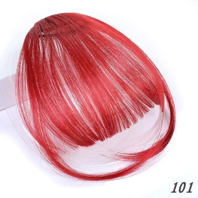 Straight Light Brown Dark Brown Blunt Air Bangs Front Hair Fringes bangs Clip in Neat Women Fringes Natural Flat Neat Bangs With Temples For Women One Piece Hairpiece Stevvex