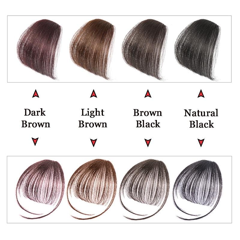 Straight Light Brown Dark Brown Blunt Air Bangs Front Hair Fringes bangs Clip in Neat Women Fringes Natural Flat Neat Bangs With Temples For Women One Piece Hairpiece Stevvex