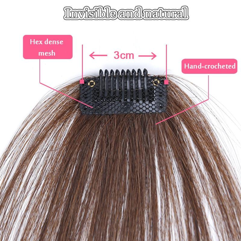 Straight Light Brown Dark Brown Blunt Air Bangs Front Hair Fringes bangs Clip in Neat Women Fringes Natural Flat Neat Bangs With Temples For Women One Piece Hairpiece Stevvex