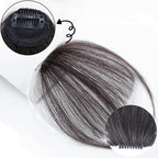 Straight Light Brown Dark Brown Blunt Air Bangs Front Hair Fringes bangs Clip in Neat Women Fringes Natural Flat Neat Bangs With Temples For Women One Piece Hairpiece Stevvex