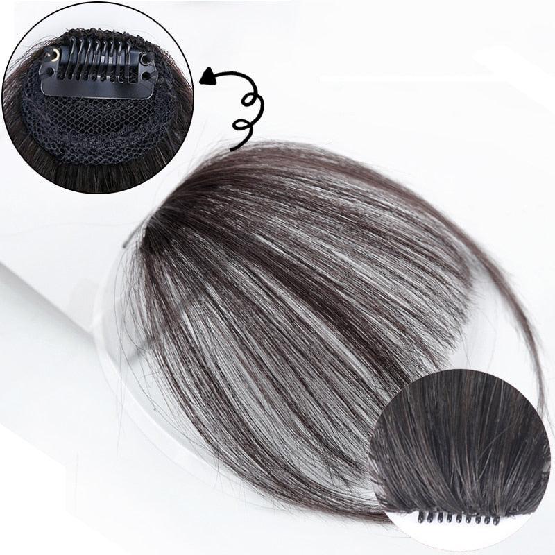 Straight Light Brown Dark Brown Blunt Air Bangs Front Hair Fringes bangs Clip in Neat Women Fringes Natural Flat Neat Bangs With Temples For Women One Piece Hairpiece Stevvex