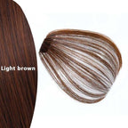 Straight Light Brown Dark Brown Blunt Air Bangs Front Hair Fringes bangs Clip in Neat Women Fringes Natural Flat Neat Bangs With Temples For Women One Piece Hairpiece Stevvex