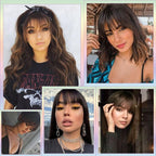 Straight Light Brown Dark Brown Blunt Air Bangs Front Hair Fringes bangs Clip in Neat Women Fringes Natural Flat Neat Bangs With Temples For Women One Piece Hairpiece Stevvex