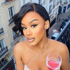 Straight Pixie Cut Wig Side Part Lace Front Human Hair Wigs Pre-plucked for Black Women Brazilian Bob Wig Transparent Lace Wigs Human Hair Wigs For Black Women Gifts for Girlfriends Stevvex