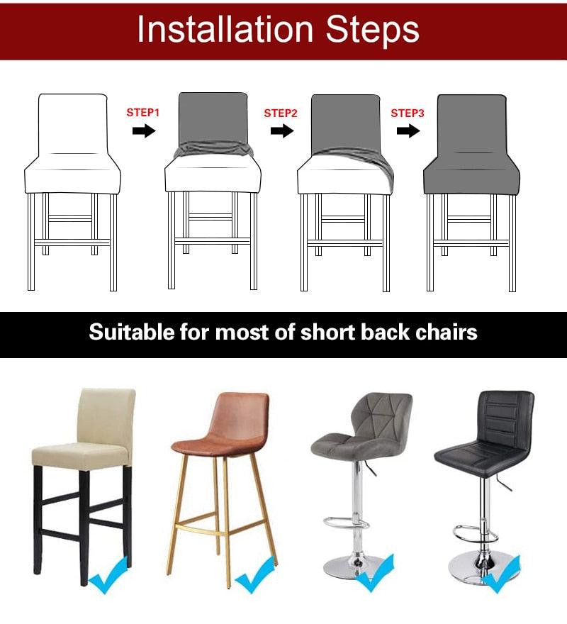 Stretch High-Hoot Bar Stool Chair Cover Polar Fleece Solid Color Bar Cafe Front Desk Restaurant Wedding Chair Protective Cover Stretch Chair Cover For Dining Room Elastic Material Slipcover For Office Chair Stevvex