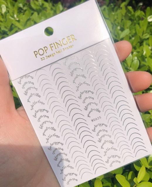 Stripe Line Nail Sticker Decal Thin Lining Line Art Self-Adhesive Peel Off Silver /Gold /White /Black Gold Stickers Accessories Strip Line Nail Decal Self-Adhesive 3D Wave Decal Decoration Metallic Curve Design Decoration for Women Girls Stevvex