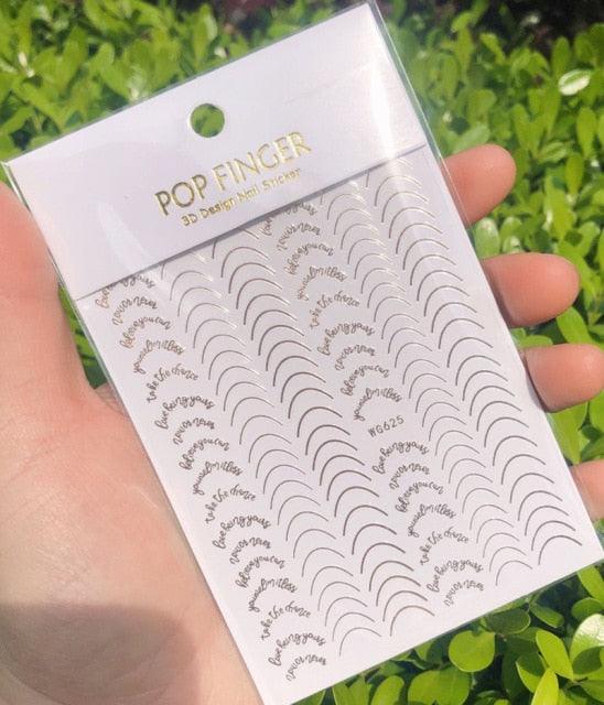 Stripe Line Nail Sticker Decal Thin Lining Line Art Self-Adhesive Peel Off Silver /Gold /White /Black Gold Stickers Accessories Strip Line Nail Decal Self-Adhesive 3D Wave Decal Decoration Metallic Curve Design Decoration for Women Girls Stevvex