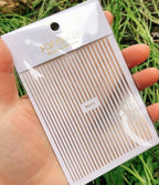 Stripe Line Nail Sticker Decal Thin Lining Line Art Self-Adhesive Peel Off Silver /Gold /White /Black Gold Stickers Accessories Strip Line Nail Decal Self-Adhesive 3D Wave Decal Decoration Metallic Curve Design Decoration for Women Girls Stevvex