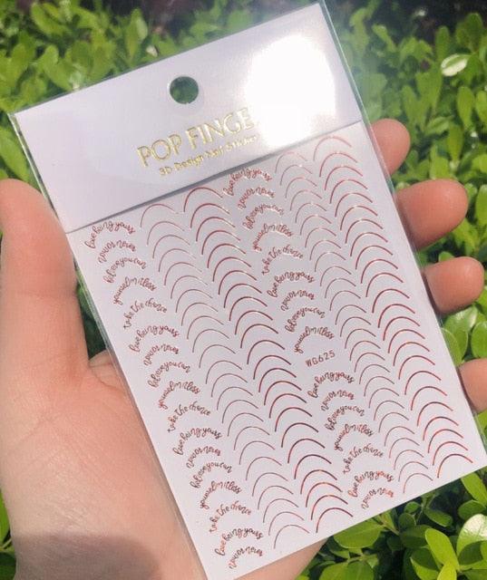 Stripe Line Nail Sticker Decal Thin Lining Line Art Self-Adhesive Peel Off Silver /Gold /White /Black Gold Stickers Accessories Strip Line Nail Decal Self-Adhesive 3D Wave Decal Decoration Metallic Curve Design Decoration for Women Girls Stevvex
