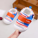 Striped baby toddler shoes non-slip soft bottom velcro