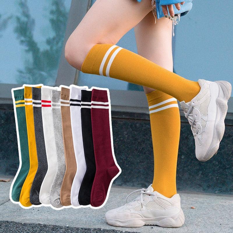 Striped Long Warm Thigh High Stockings Women's Casual Tube Thigh High Socks for School Over Knee High Socks for girls Stevvex