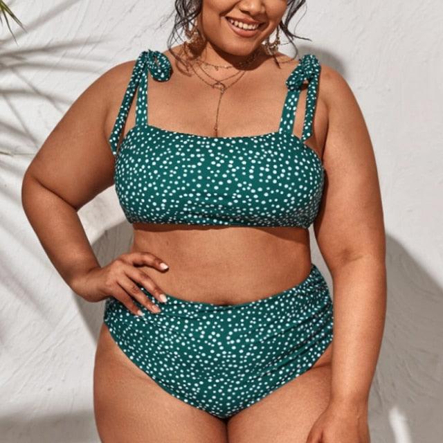 Striped Plus Size Women 2 Pieces Bikini Women's Plus Size Bathing Suits Two Piece High Cut Bikini Sets Waist Swimsuits Swimwear Large Size Swimsuit Off Shoulder High Waist Bathing Suit High Cut Swimwear Stevvex
